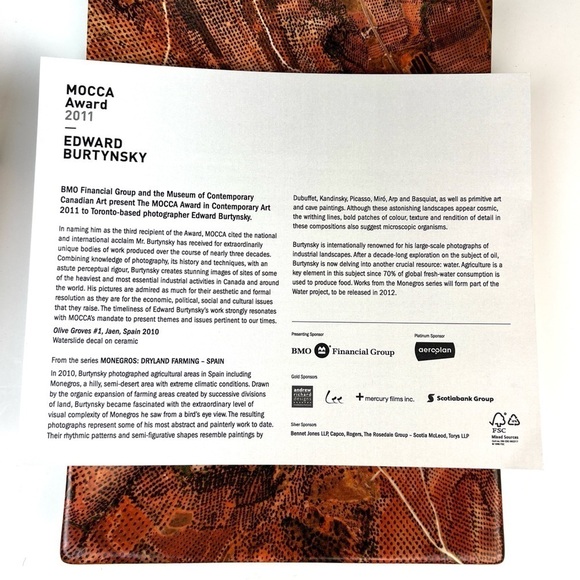 Edward Burtynsky Limited Edition Plate  Olive Groves Jaen Spain MOCCA Award 2011 - Picture 11 of 12